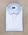 Finamore 'Traveller' Shirt Napoli Fit Collar Eduardo Blue Alumo Poplin