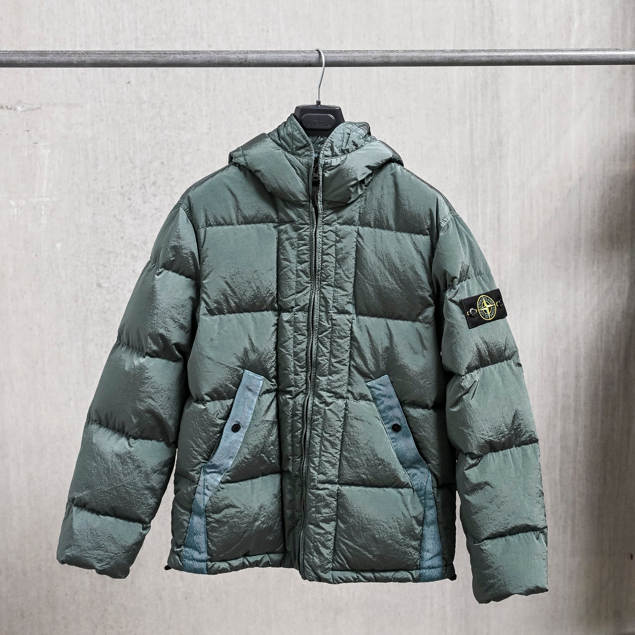 Stone Island Hooded Nylon Metal Econyl Down Ocean Green – Frans