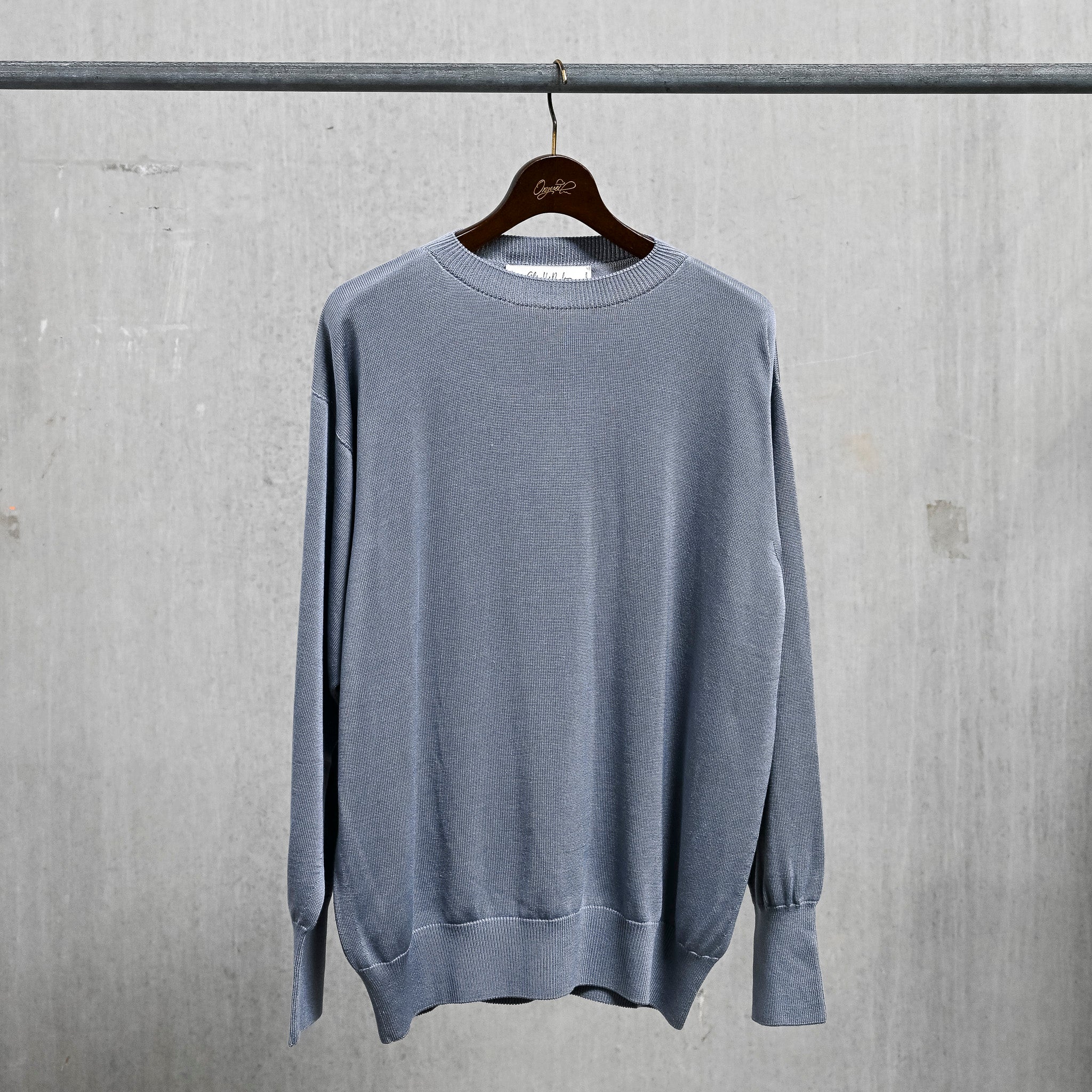 Olde H & Daughter Silk Plain Stitch Crew Neck Sweater Blue Stone 