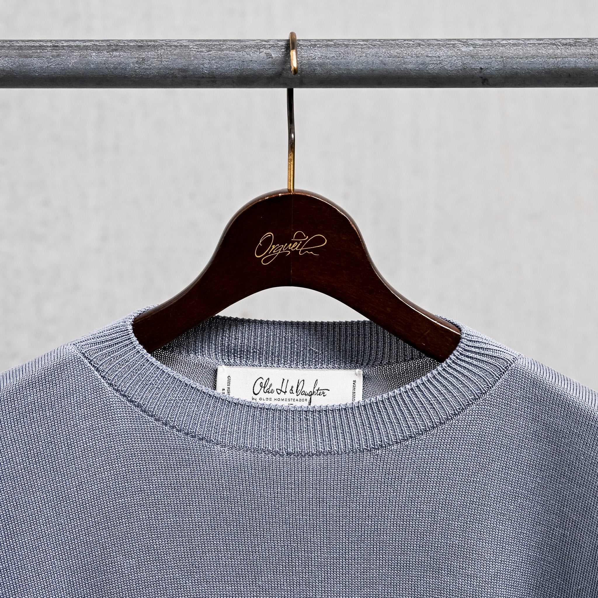 Olde H & Daughter Silk Plain Stitch Crew Neck Sweater Blue Stone 