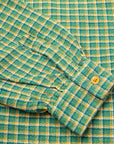Maru Sankaku Peke Open Collar Check Shirt Green