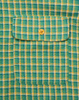 Maru Sankaku Peke Open Collar Check Shirt Green
