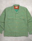 Maru Sankaku Peke Open Collar Check Shirt Green