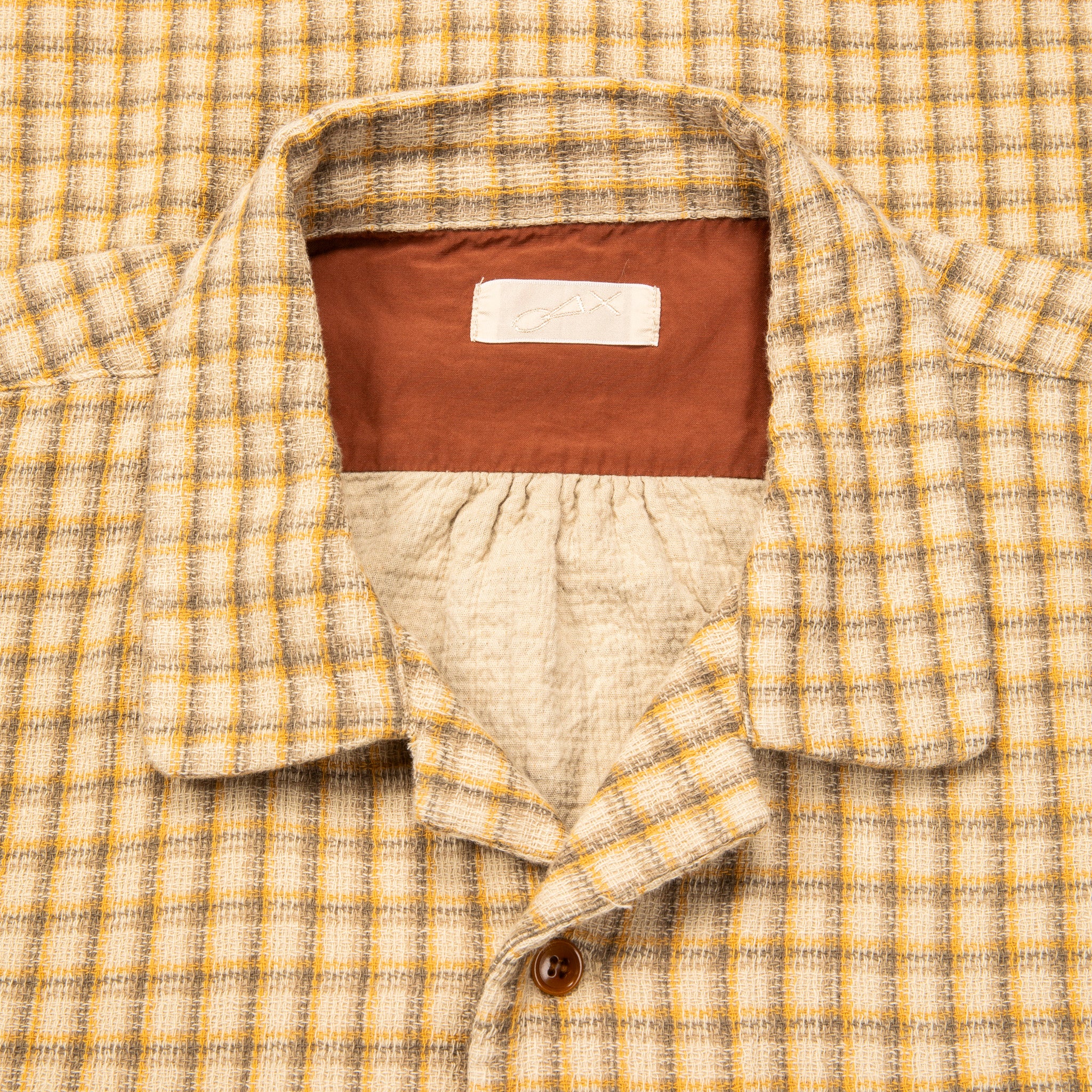 Maru Sankaku Peke Open Collar Check Shirt Beige – Frans Boone Store