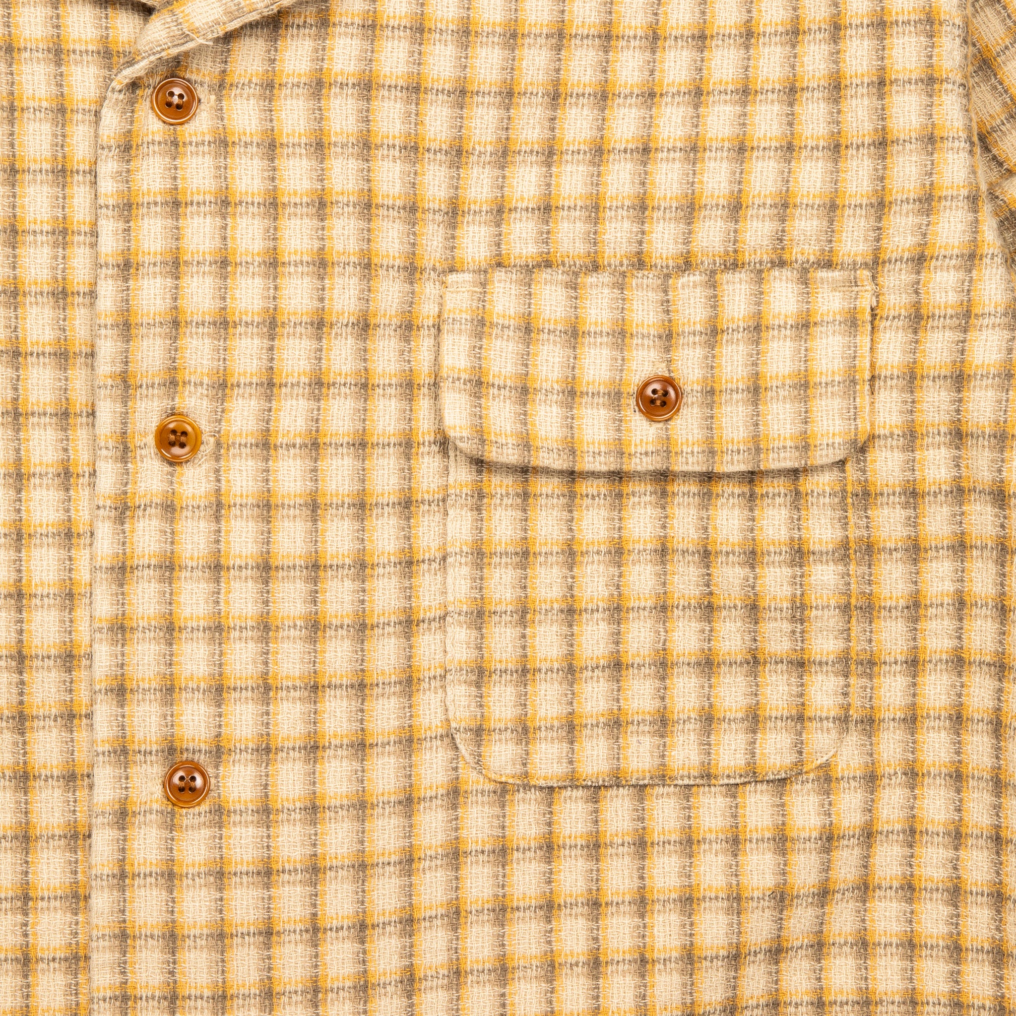 Maru Sankaku Peke Open Collar Check Shirt Beige – Frans Boone Store