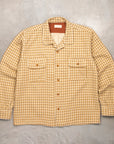 Maru Sankaku Peke Open Collar Check Shirt Beige