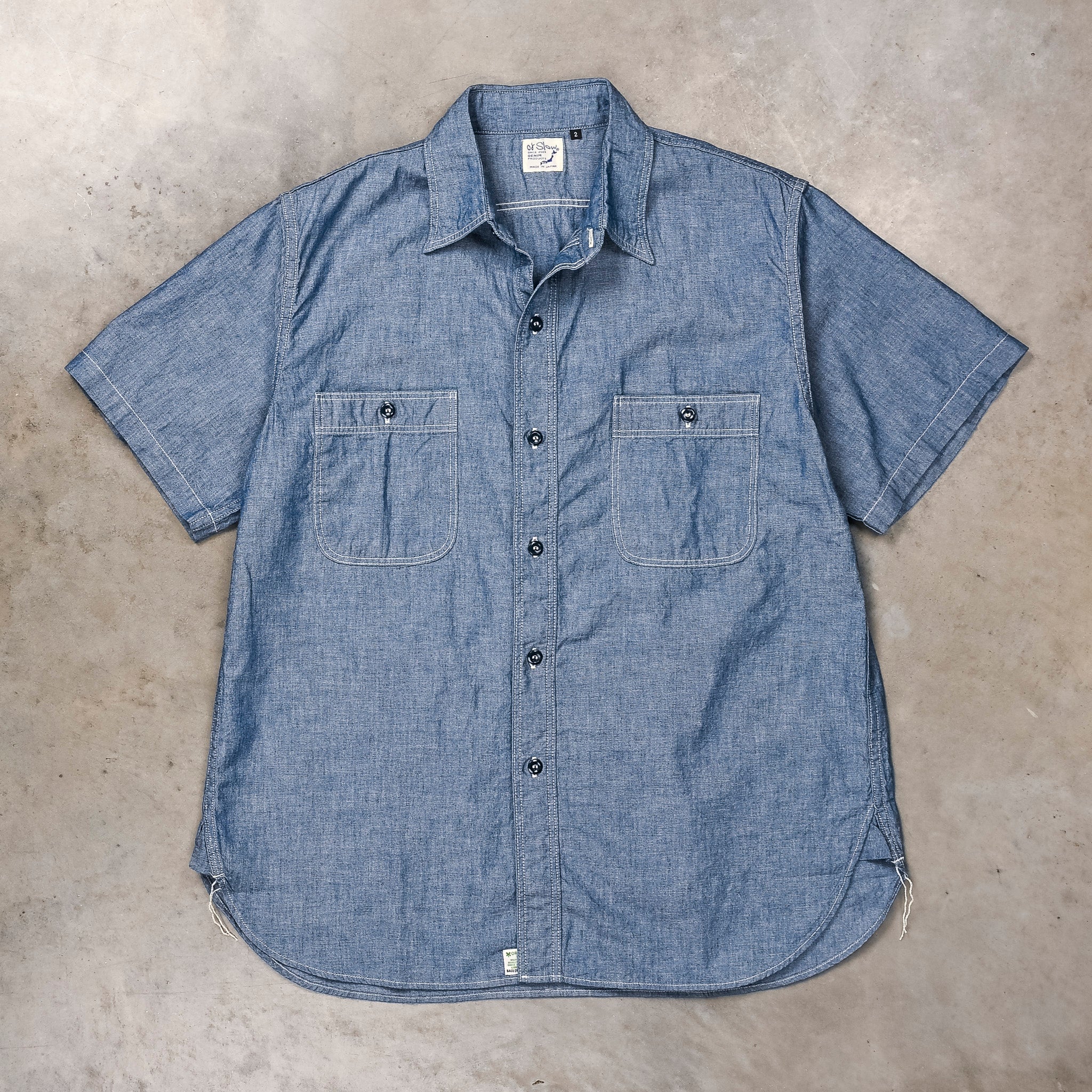 Orslow V8170 Short Sleeve Chambray Work Shirt Blue – Frans Boone Store