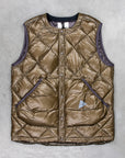 And Wander Diamond Stitch Down Vest Khaki