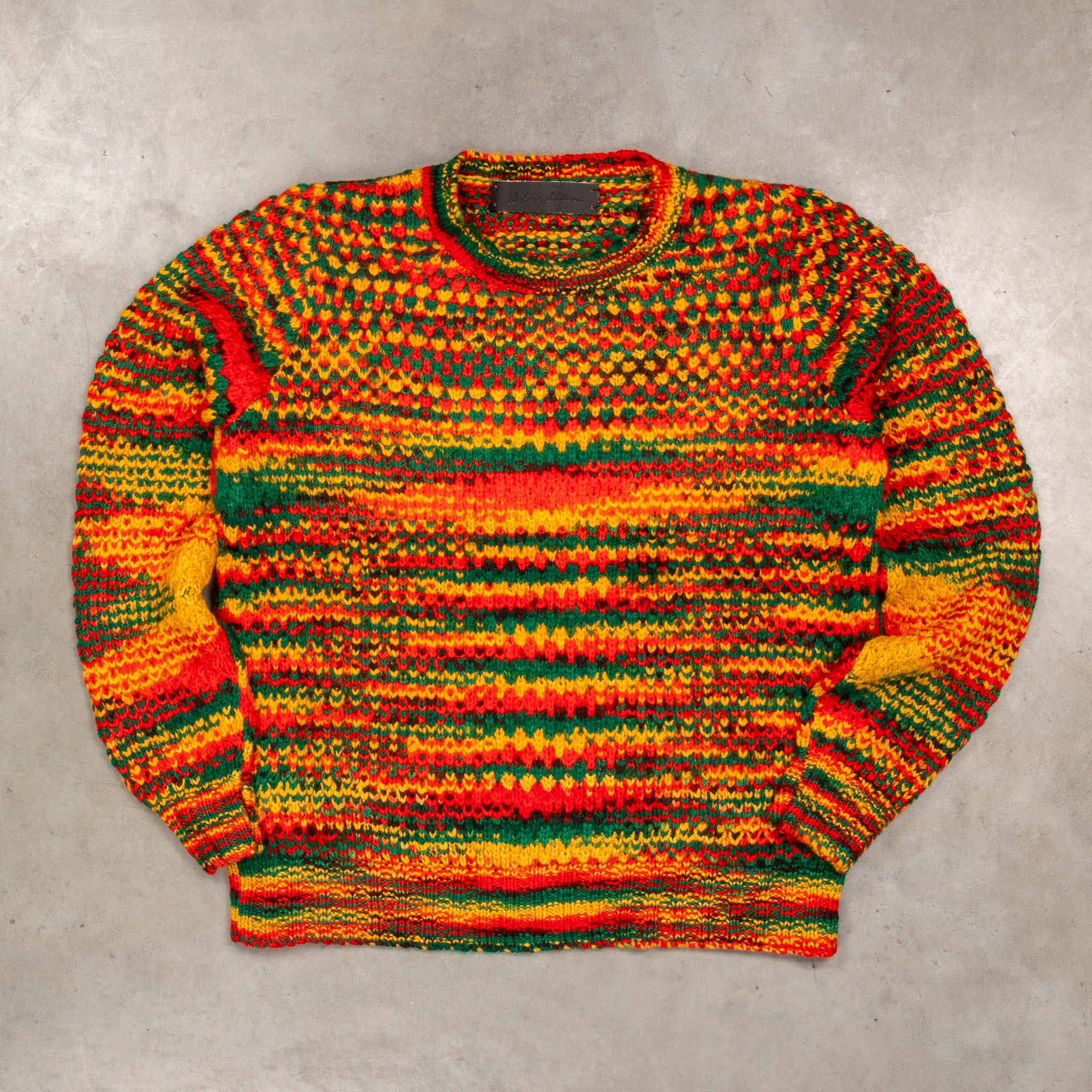 The Elder Statesman 100% cashmere tuck pop crew Rasta – Frans 