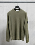 Stone Island Ribbed RWS Wool Knit Crew Neck Military Green