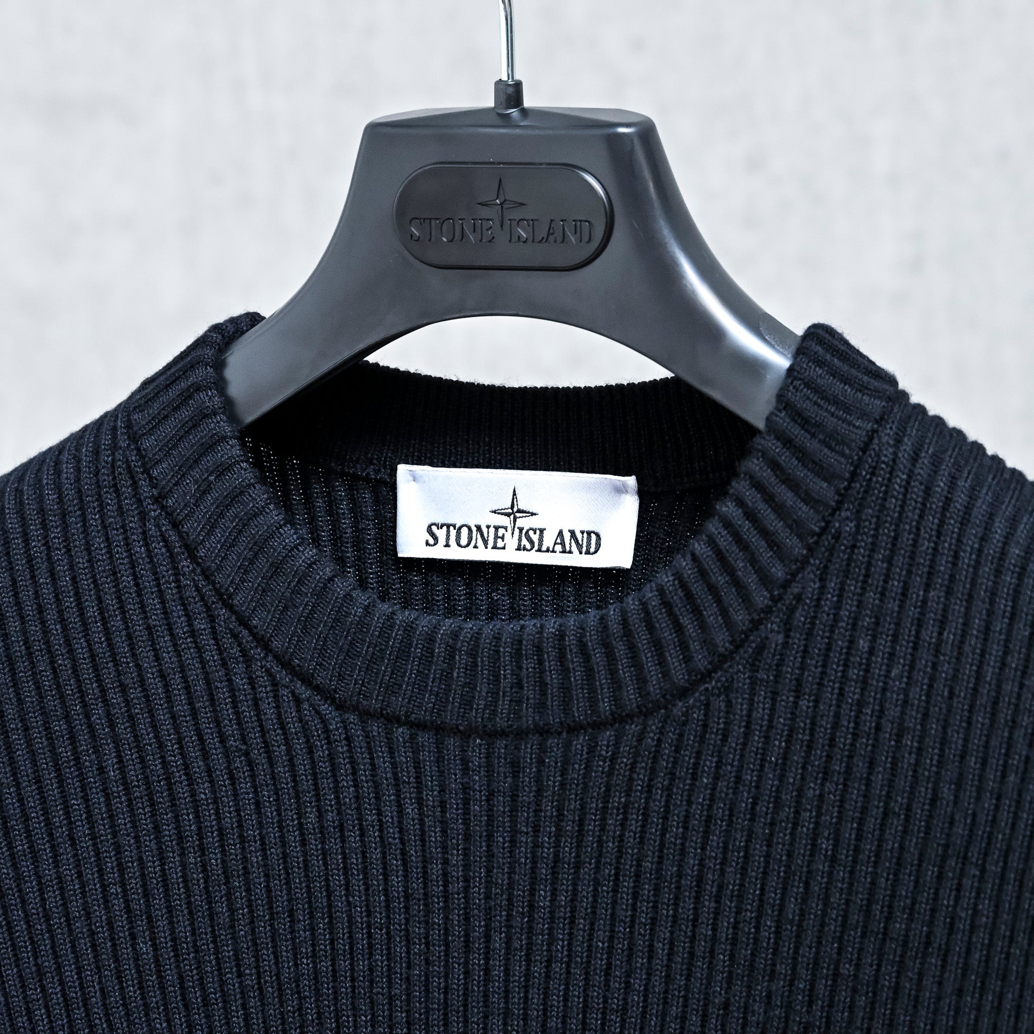 Stone Island Ribbed RWS Wool Knit Crew Neck Navy Blue – Frans