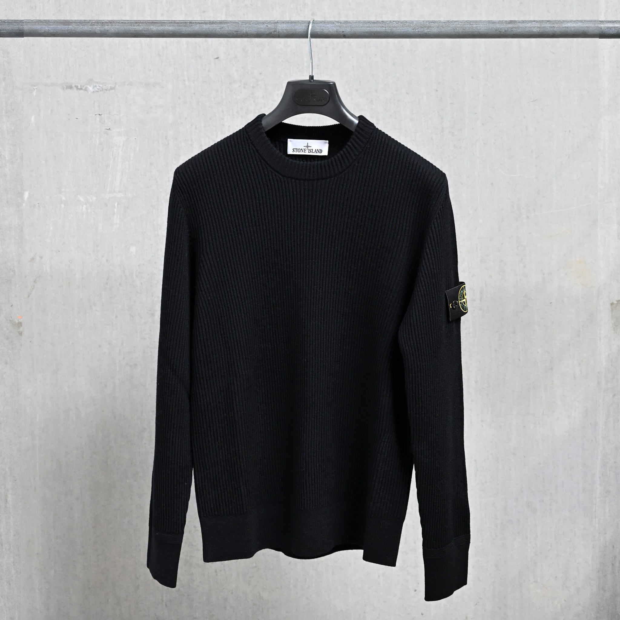 Stone Island Ribbed RWS Wool Knit Crew Neck Navy Blue – Frans