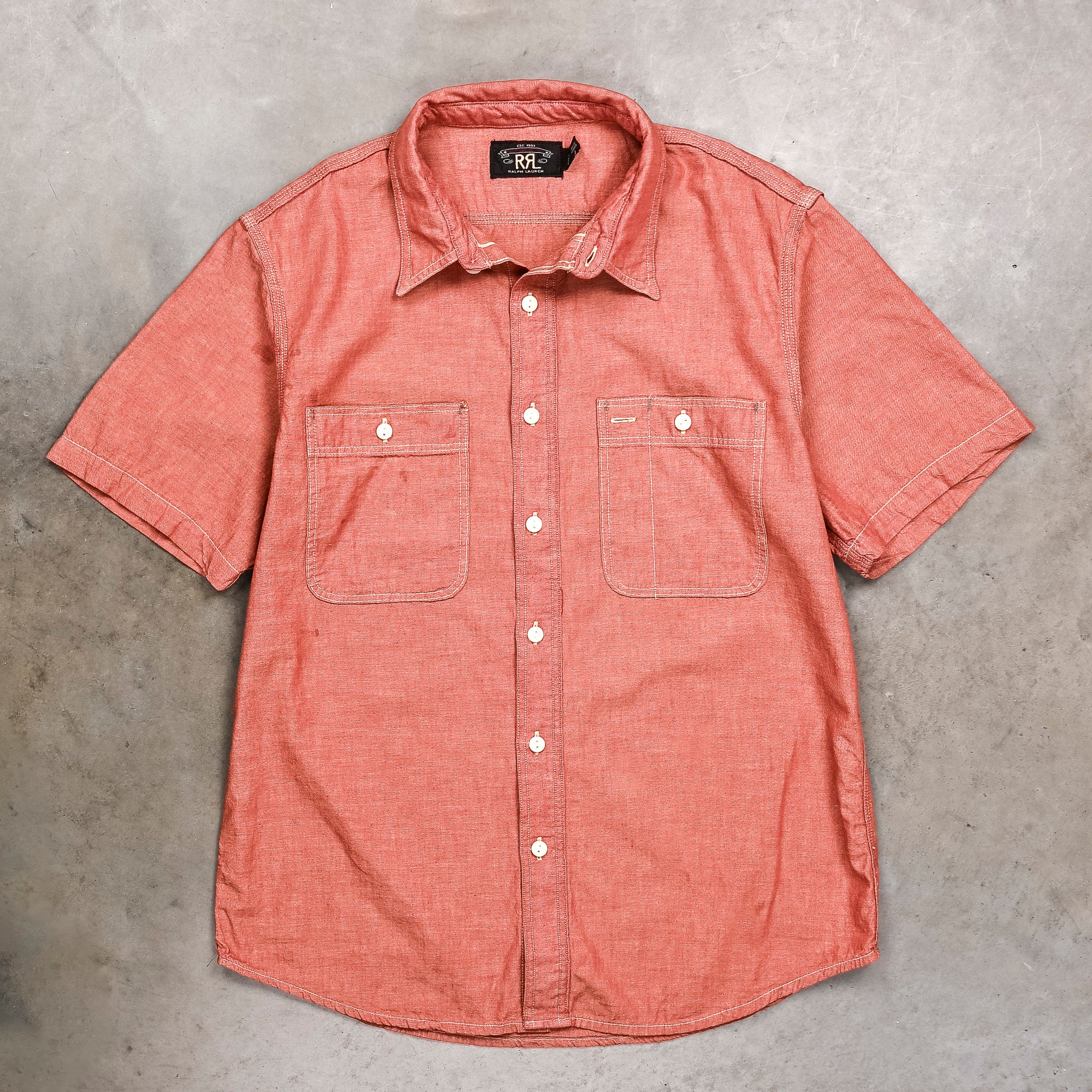 RRL Craftsman Shortsleeve Chambray Workshirt Red – Frans Boone Store