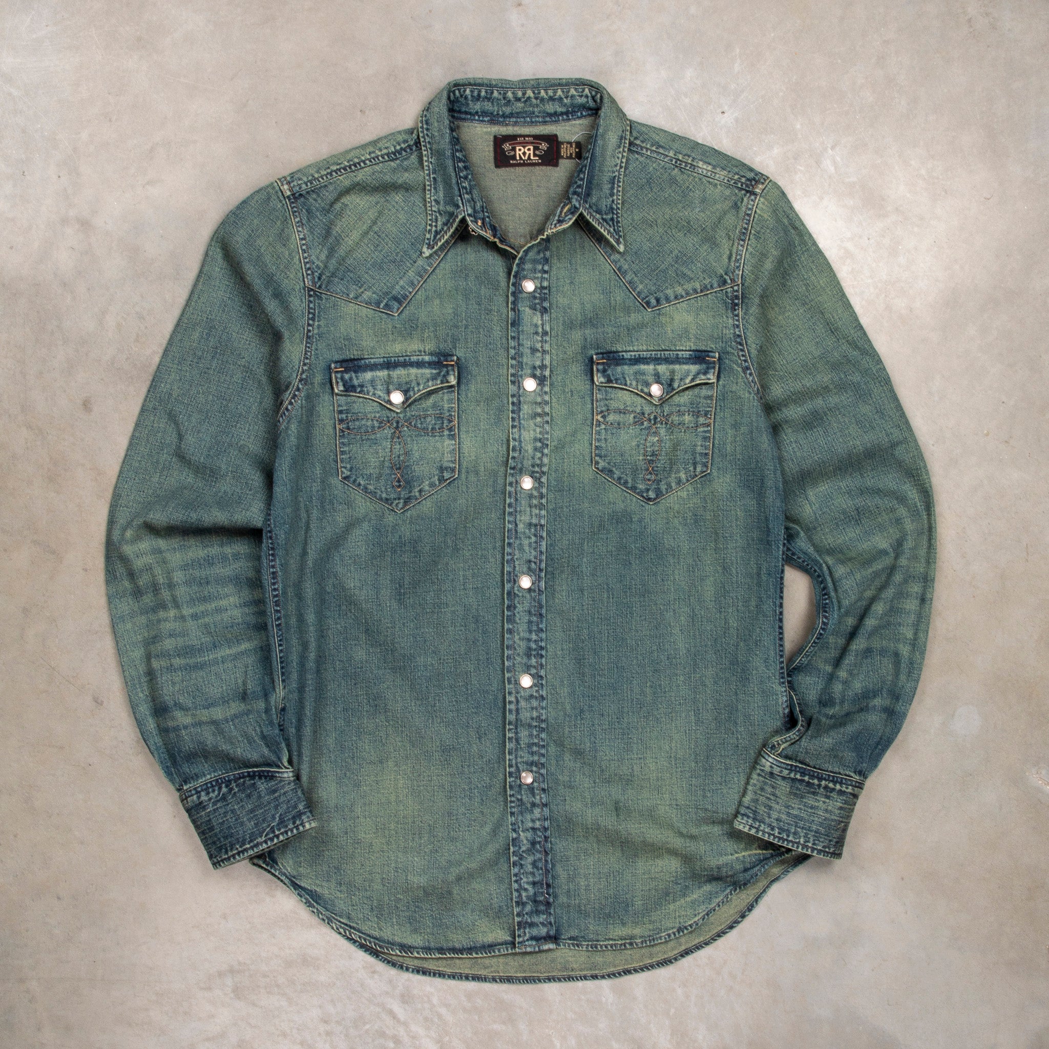 RRL Buffalo West Long Sleeve Sport Shirt Dark Wash