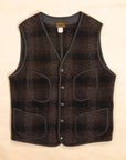 RRL Monroe Wool-Cotton Vest Brown Plaid