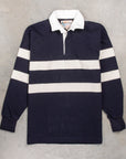 The Real McCoy's Climber's Striped Rugby Shirt Navy - Ecru