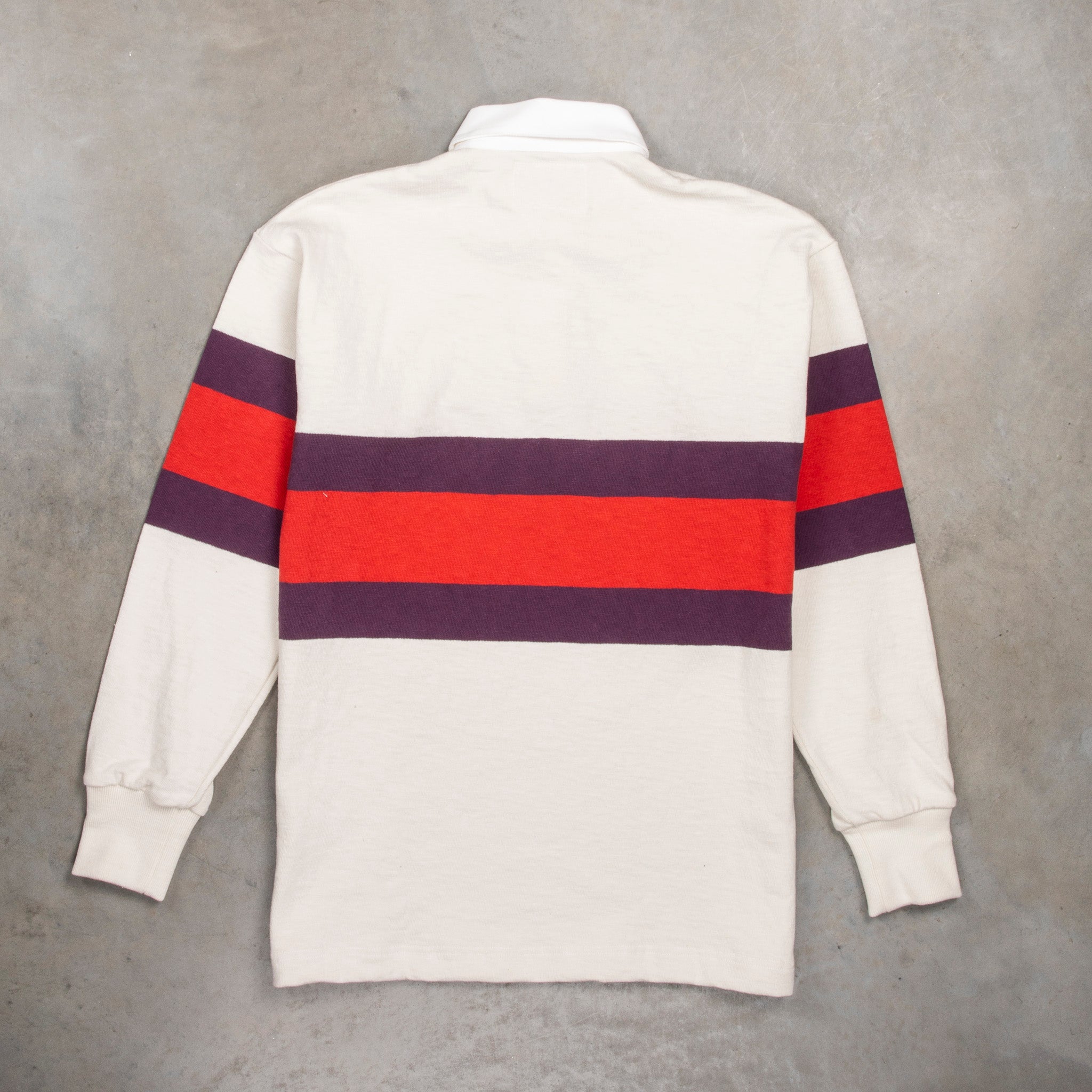 The Real McCoy's Climber's Striped Rugby Shirt Ecru - Purple