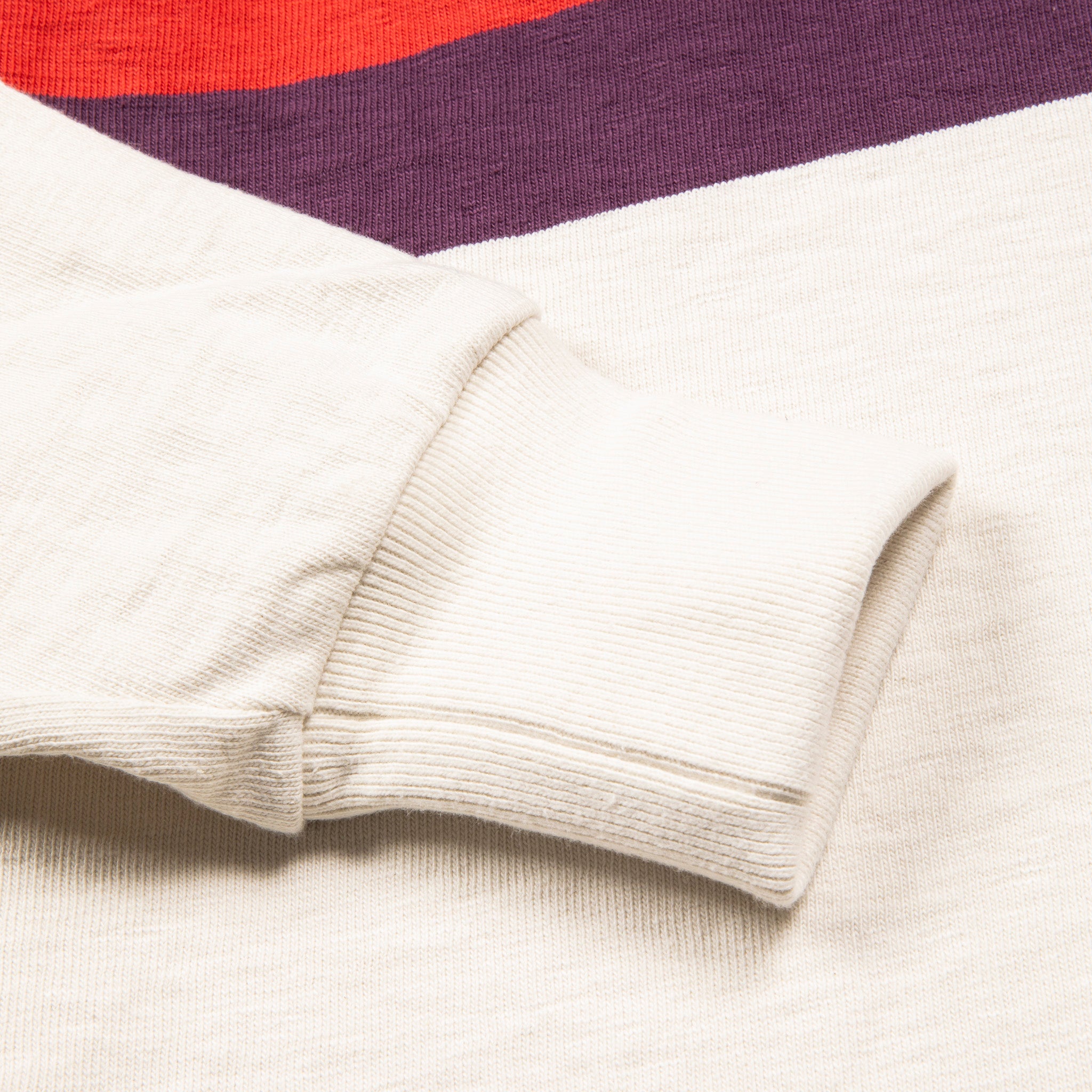 The Real McCoy's Climber's Striped Rugby Shirt Ecru - Purple