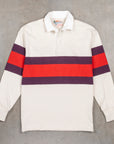 The Real McCoy's Climber's Striped Rugby Shirt Ecru - Purple