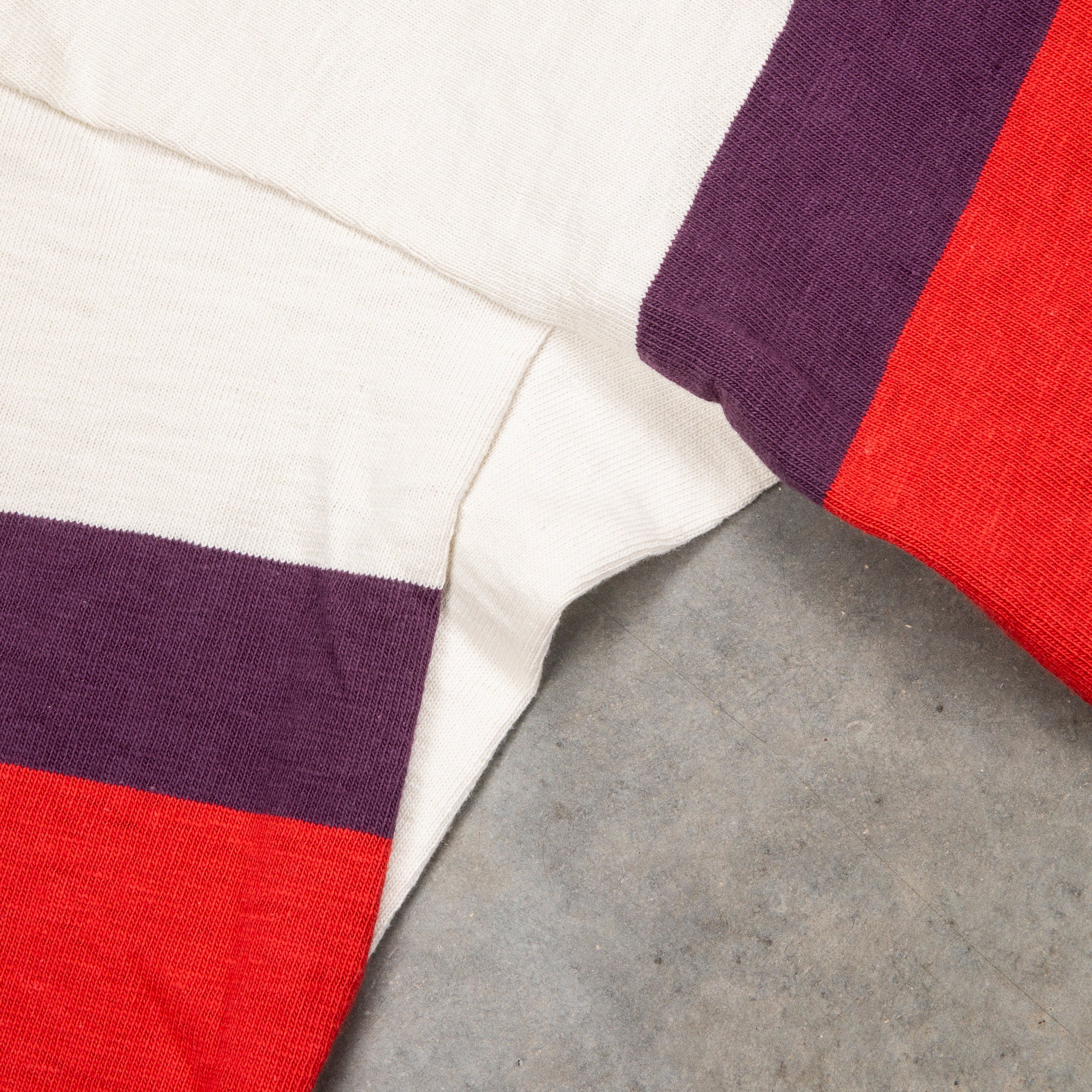 The Real McCoy's Climber's Striped Rugby Shirt Ecru - Purple