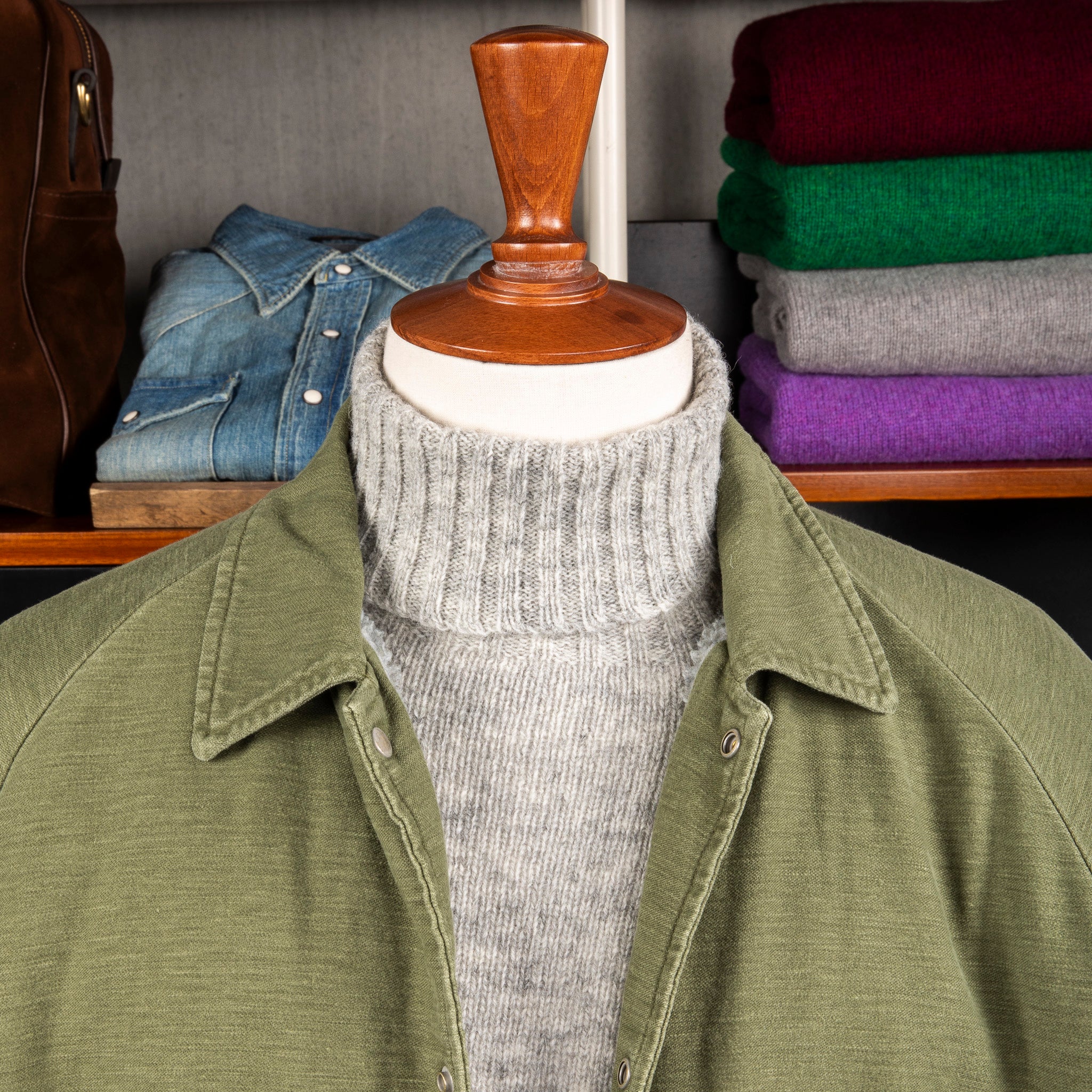 Orslow Vintage Washed Coach Jacket With Fleece Lining Dark Olive