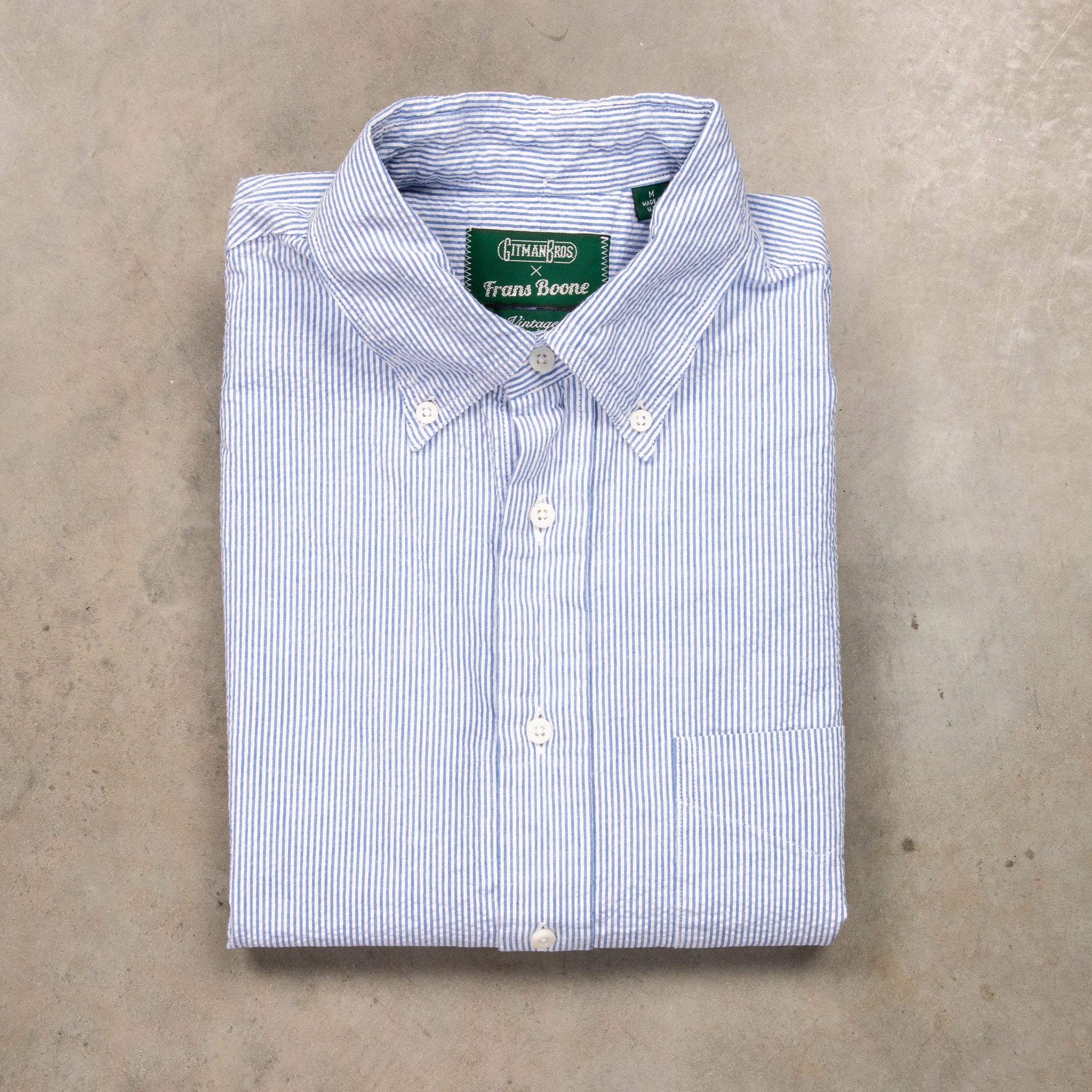 Gitman Vintage x Frans Boone Japanese Woven Stripe Seersucker Dark