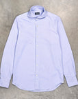 Finamore Tokyo Shirt Washed Oxford Sergio Collar in Midblue