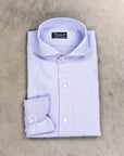 Finamore Gaeta Shirt Washed Oxford Sergio Collar in Midblue