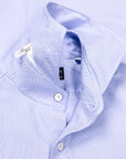 Finamore Gaeta Shirt Washed Oxford Sergio Collar in Midblue
