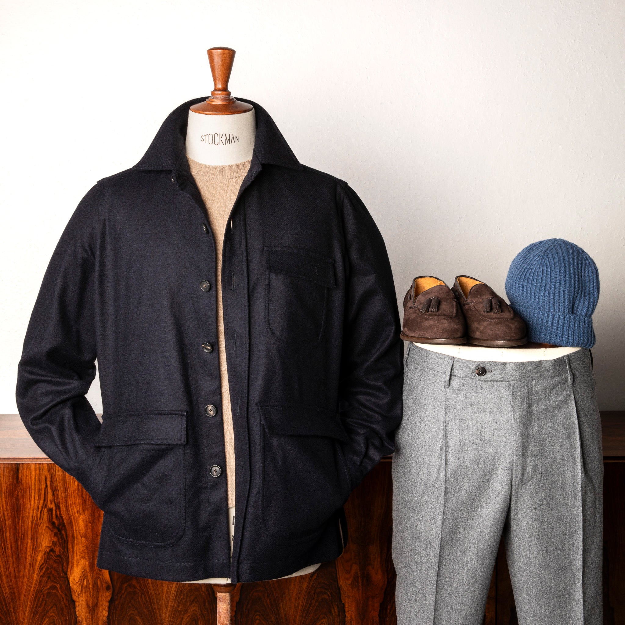 De Petrillo Shirt Jacket Wool and Cashmere Blu Scuro – Frans Boone