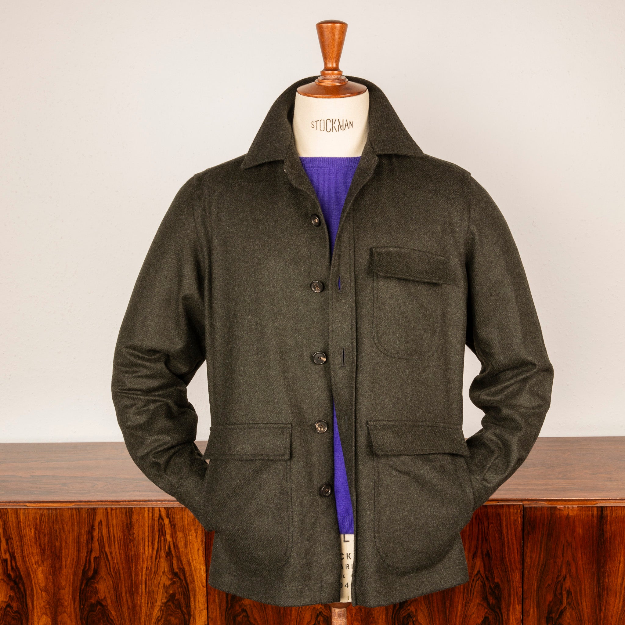 De Petrillo Shirt Jacket Wool and Cashmere Verde Scuro – Frans