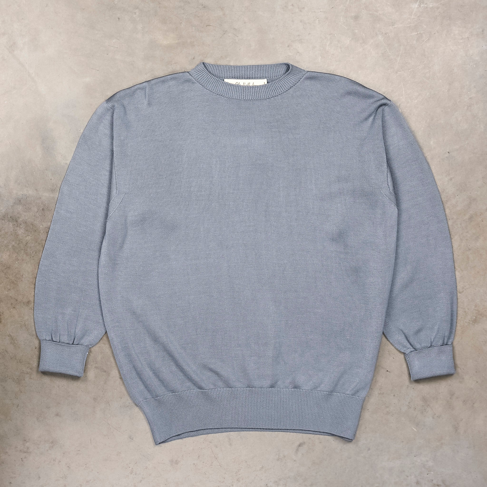 Olde H & Daughter Silk Plain Stitch Crew Neck Sweater Blue Stone 