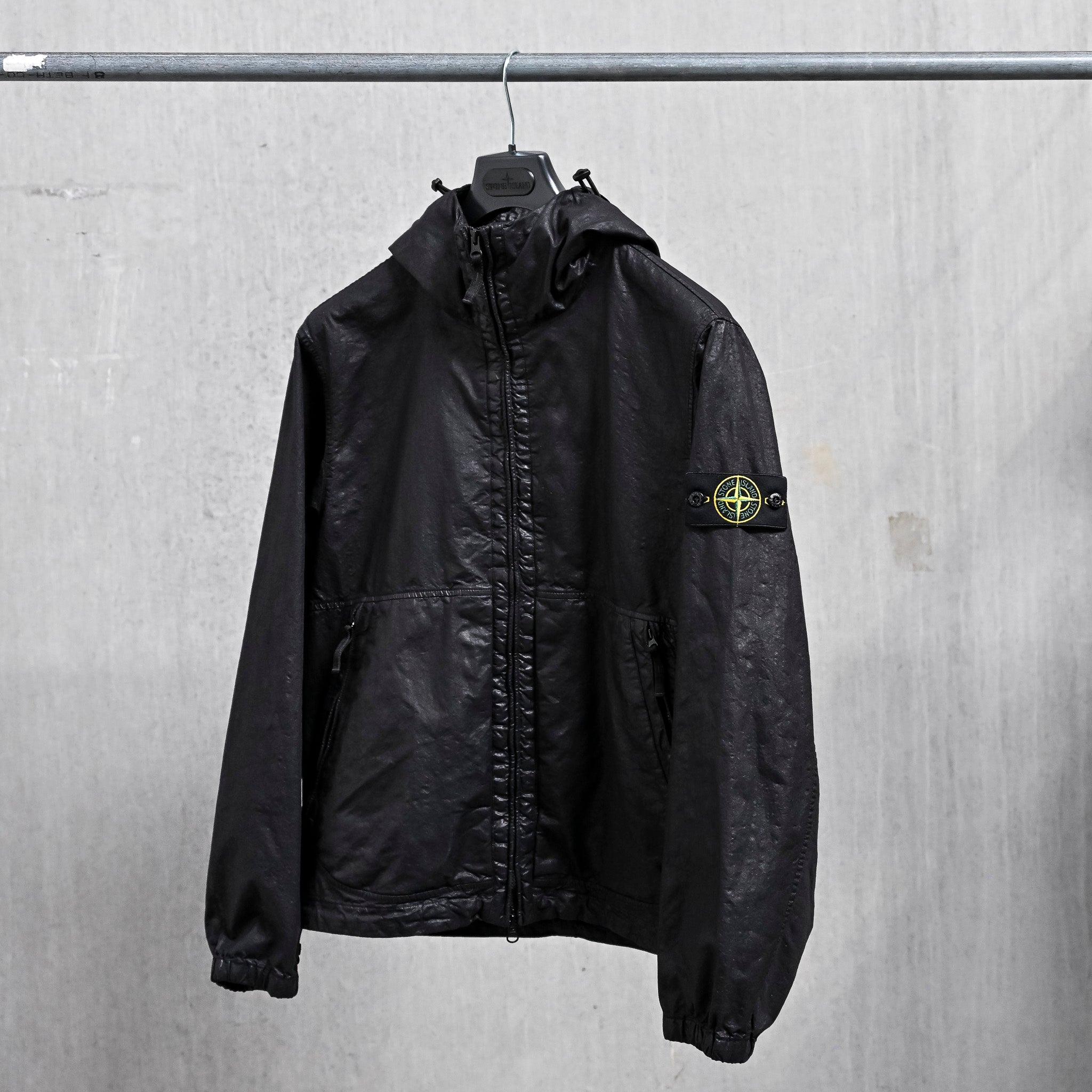 Stone Island Organic-Look Nylon Panama-TC Hooded Jacket Black