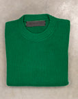 The Elder Statesman 100% cashmere medium ribbed crew Kelly Green