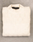 The Elder Statesman 100% Cashmere Checkered Pile Stitch Crew White