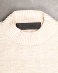 The Elder Statesman 100% Cashmere Checkered Pile Stitch Crew White