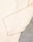 The Elder Statesman 100% Cashmere Checkered Pile Stitch Crew White
