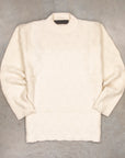 The Elder Statesman 100% Cashmere Checkered Pile Stitch Crew White