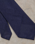 Finamore Cravatta "Sette Pieghe" Wool Silk Grenadine Blu
