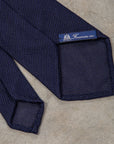 Finamore Cravatta "Sette Pieghe" Wool Silk Grenadine Blu