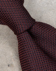 Finamore Cravatta "Sette Pieghe" Wool Silk Grenadine Bordo