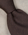 Finamore Cravatta "Sette Pieghe" Wool Silk Grenadine Marrone