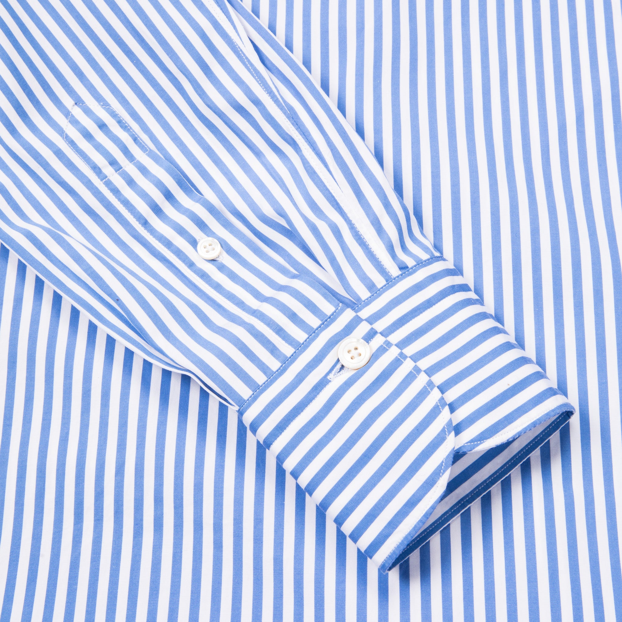 Finamore Tokyo Fit Collo Sergio Bengal Stripe Shirt Blu Medio