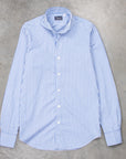 Finamore Tokyo Fit Collo Sergio Bengal Stripe Shirt Blu Medio