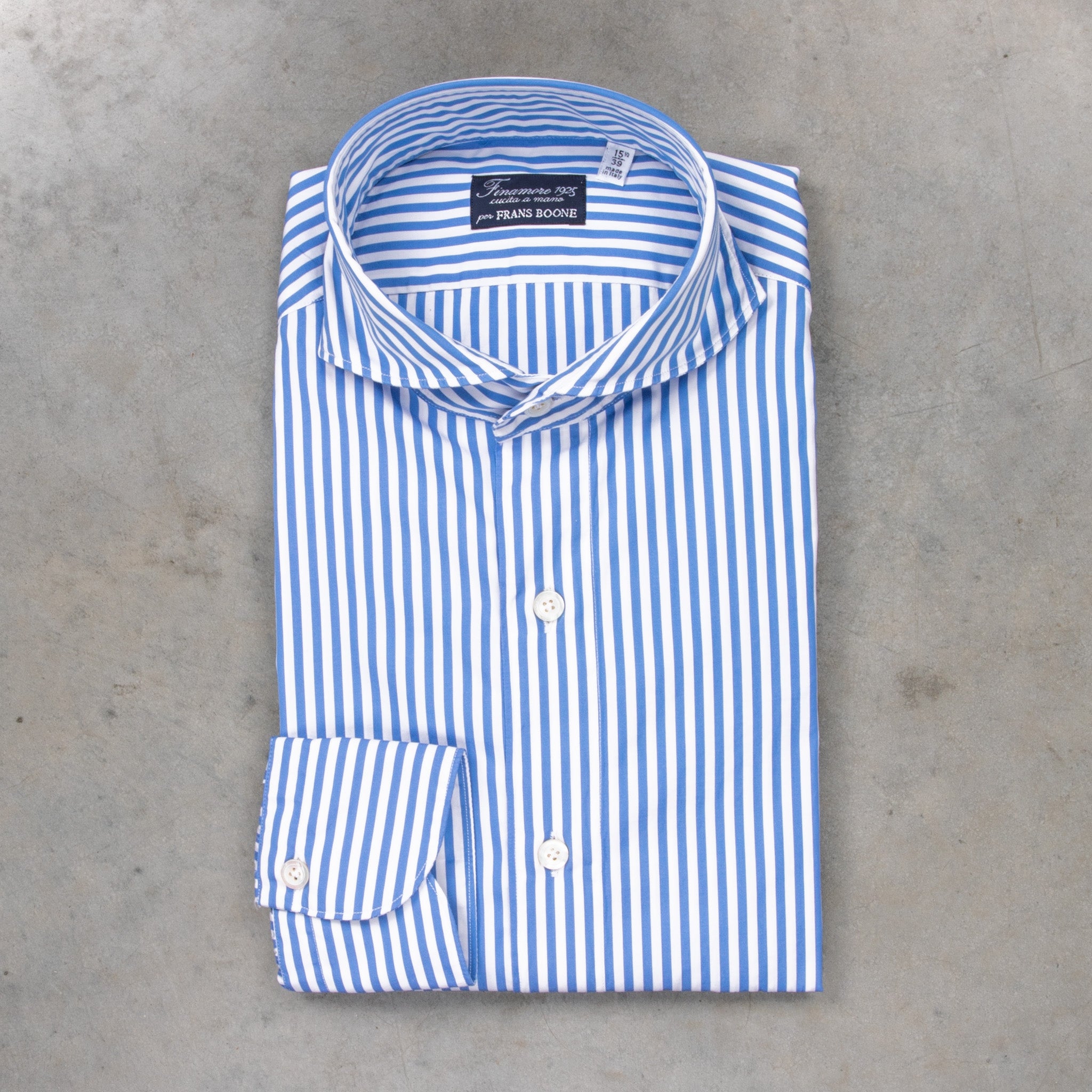 bengal stripe dress shirt Finamore Tokyo Fit Collo Sergio Bengal Stripe Shirt Blu Medio – Frans Boone  Store