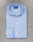 Finamore Tokyo Fit Collo Sergio Bengal Stripe Shirt Blu Medio