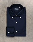 Finamore Tokyo Shirt Lucio Collar Alumo Poplin Navy