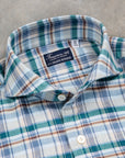 Finamore Gaeta Fit Collo Sergio Flannel Green Plaid