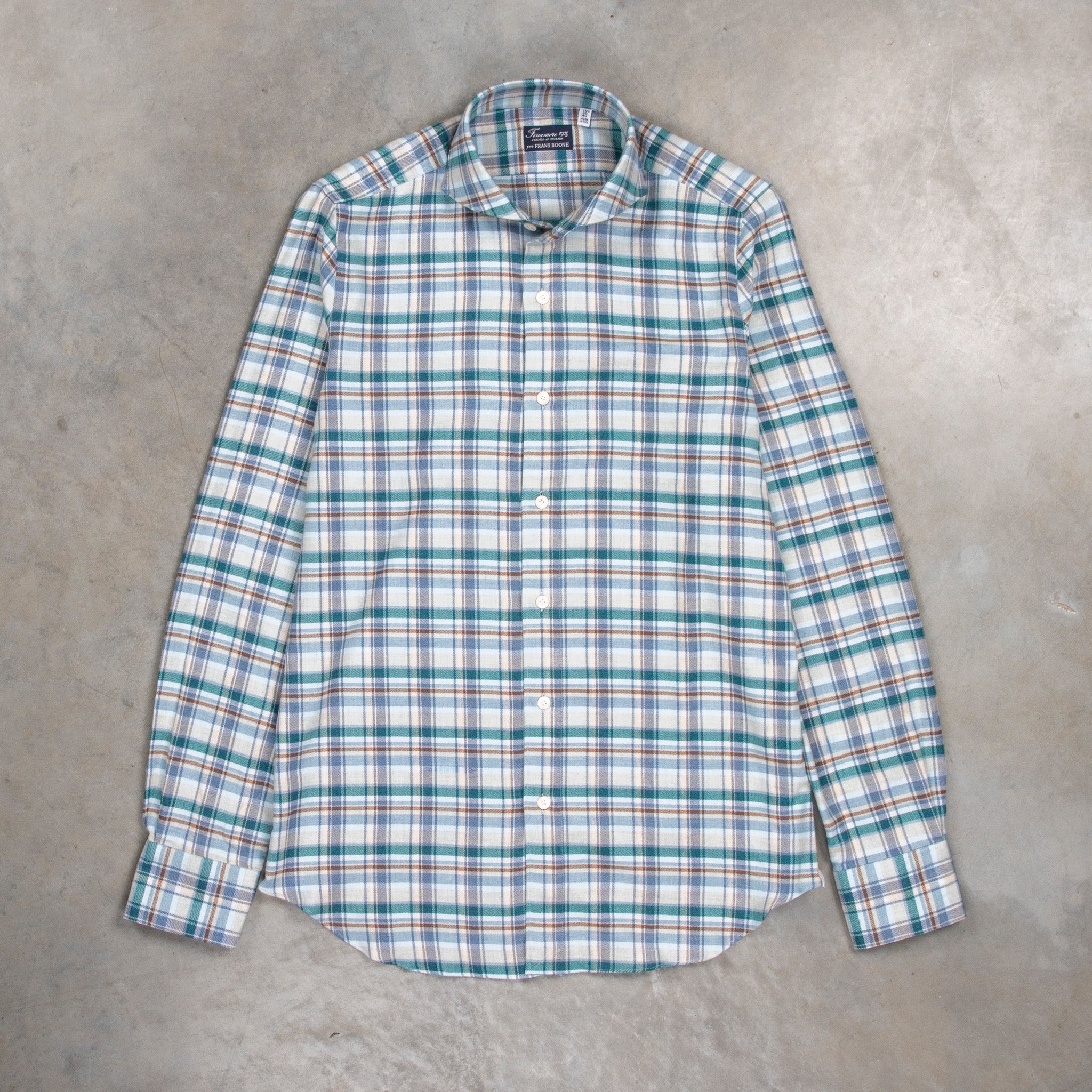 Cromoncent Men's Buffalo White Teal Plaid Flannel Shirt - Casual Button Down, Small