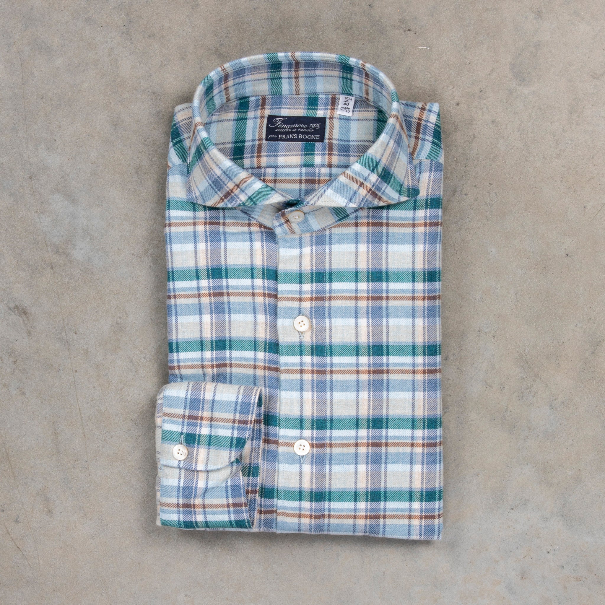 Finamore Tokyo Fit Collo Sergio Flannel Green Plaid – Frans Boone
